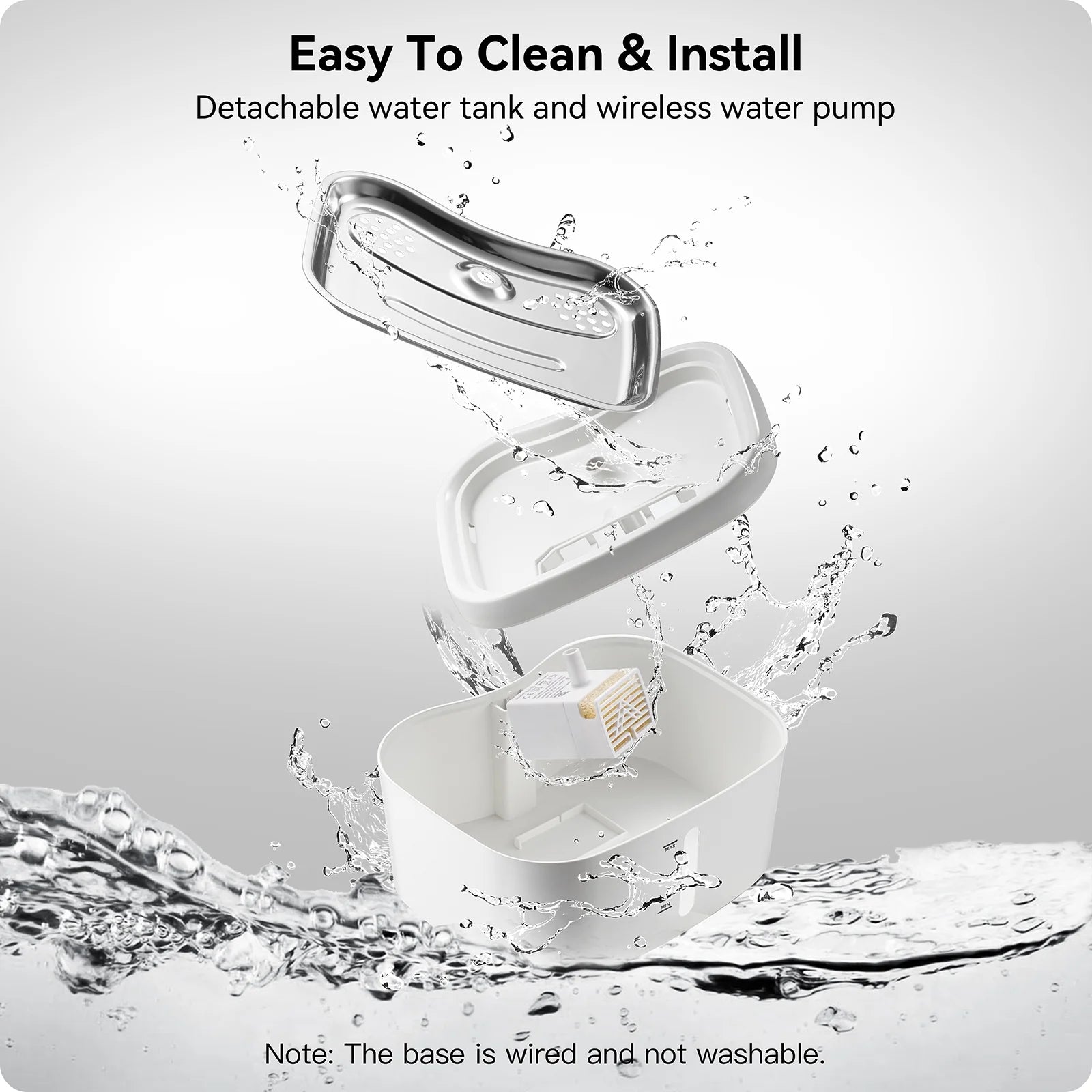 Cat Water Fountain with Phone App Monitoring, 2.5L Automatic Pet Water Fountain with Quiet Pump Inside, Smart Fountain with Magnetic Tray for Cats, Dogs, Pets