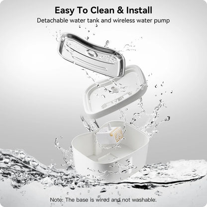 Cat Water Fountain with Phone App Monitoring, 2.5L Automatic Pet Water Fountain with Quiet Pump Inside, Smart Fountain with Magnetic Tray for Cats, Dogs, Pets