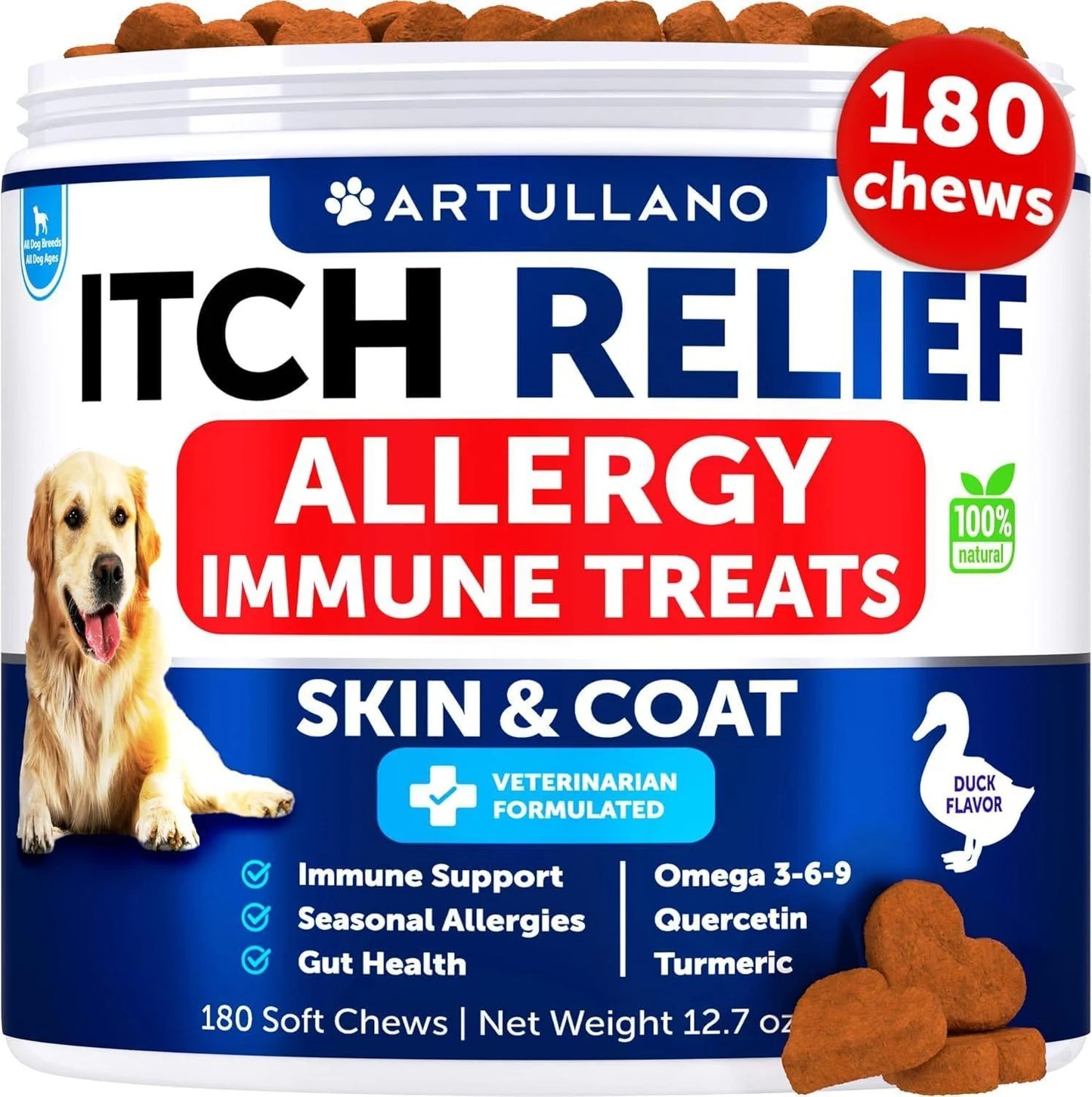 Dog Allergy Relief Chews Itching Skin Relief for Dogs Fish Oil Omega 3