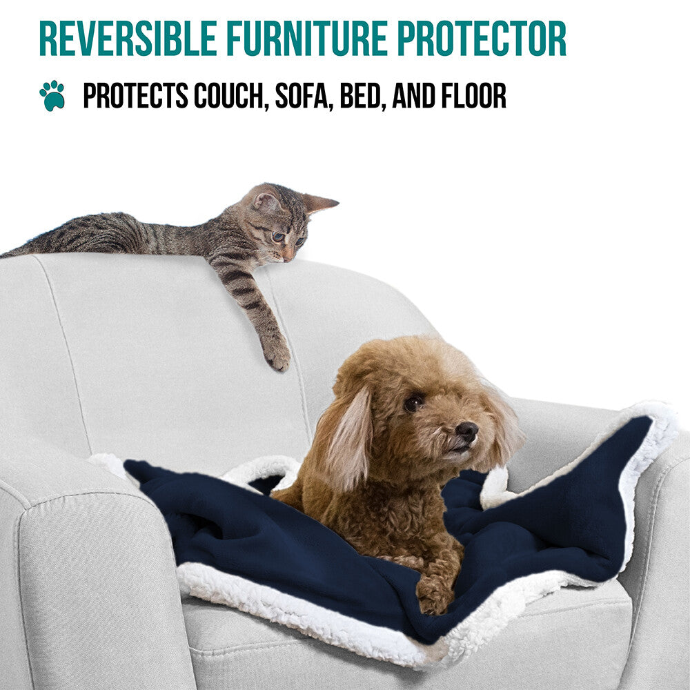 Washable Pet Blanket Fleece Dog Cat Bed Soft Sherpa Reversible Dog Blanket Warm