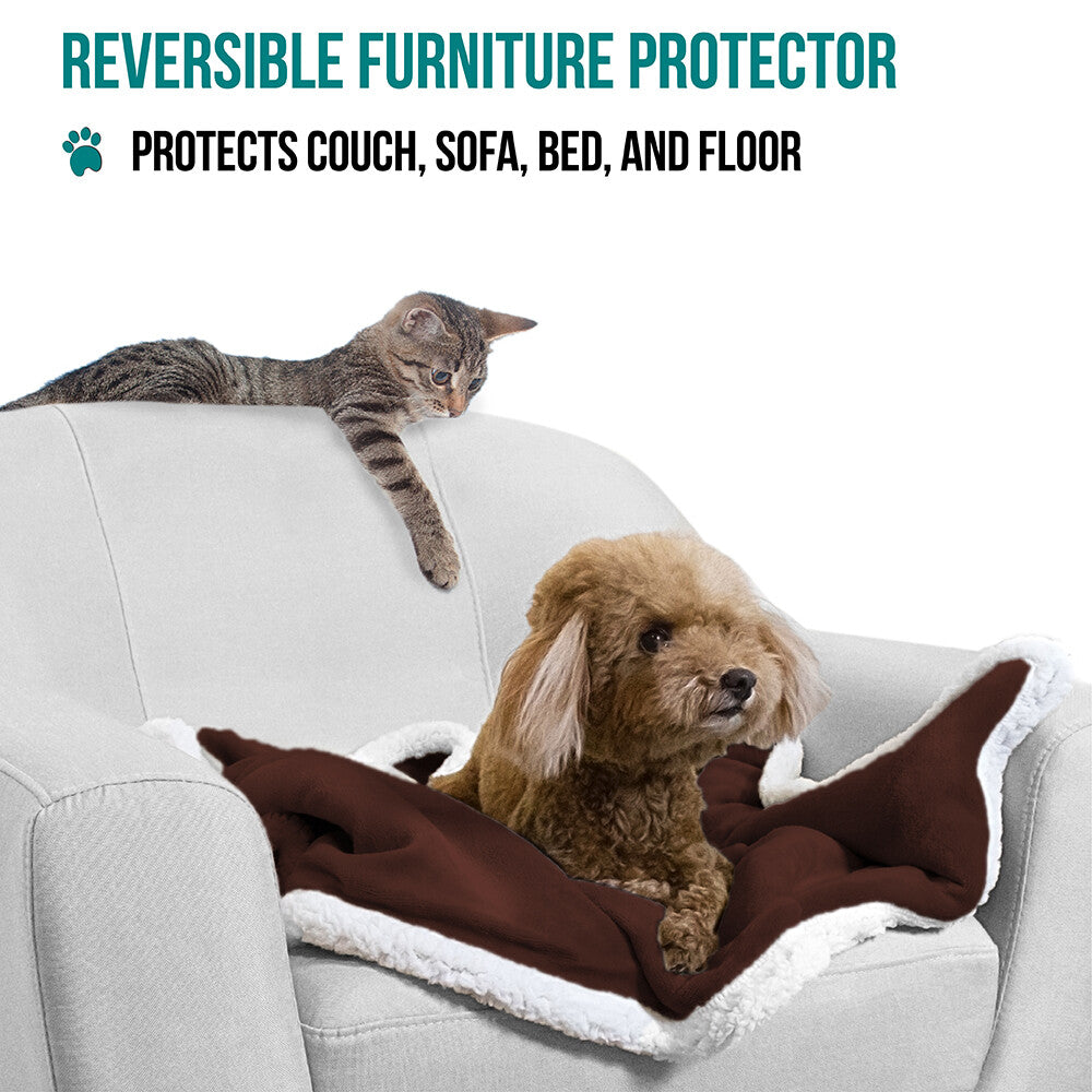 Washable Pet Blanket Fleece Dog Cat Bed Soft Sherpa Reversible Dog Blanket Warm