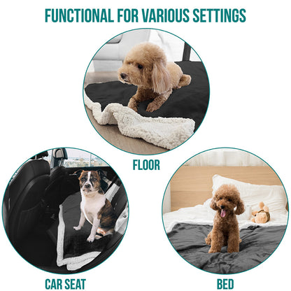 Washable Pet Blanket Fleece Dog Cat Bed Soft Sherpa Reversible Dog Blanket Warm