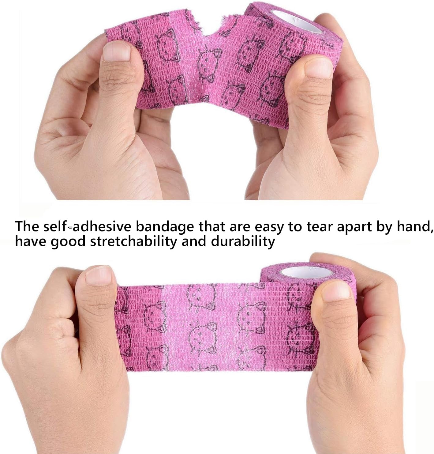 Stmandy Vet Tape Wrap, Wrap Bandage 2 Inch 6 Rolls,Adhesive Wrap Bandage for the Person or the Pets (Cat,Dogs,Horse and Other Animal) Who Was Injure or Have Wounds (Cartoon 6Pcs)