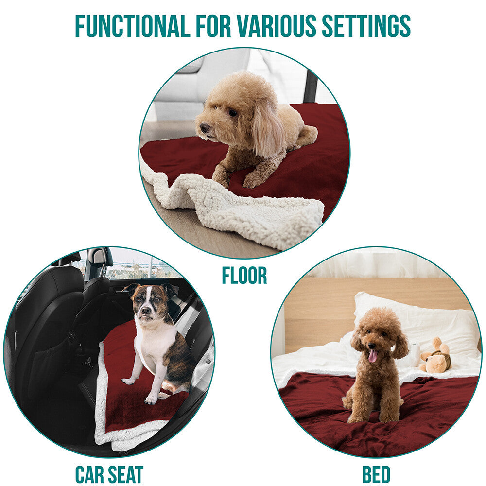 Washable Pet Blanket Fleece Dog Cat Bed Soft Sherpa Reversible Dog Blanket Warm