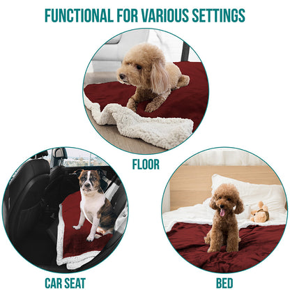 Washable Pet Blanket Fleece Dog Cat Bed Soft Sherpa Reversible Dog Blanket Warm