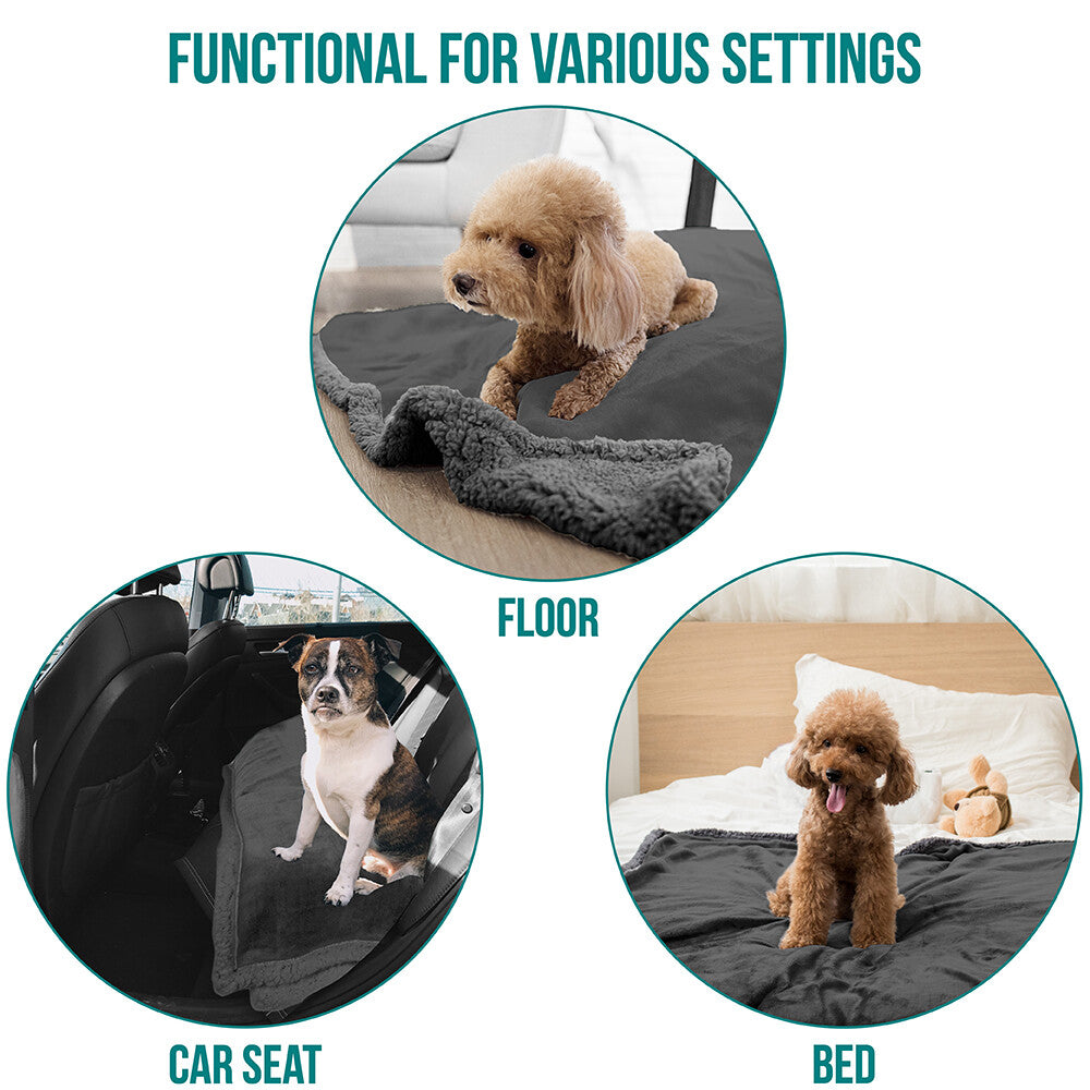 Washable Pet Blanket Fleece Dog Cat Bed Soft Sherpa Reversible Dog Blanket Warm