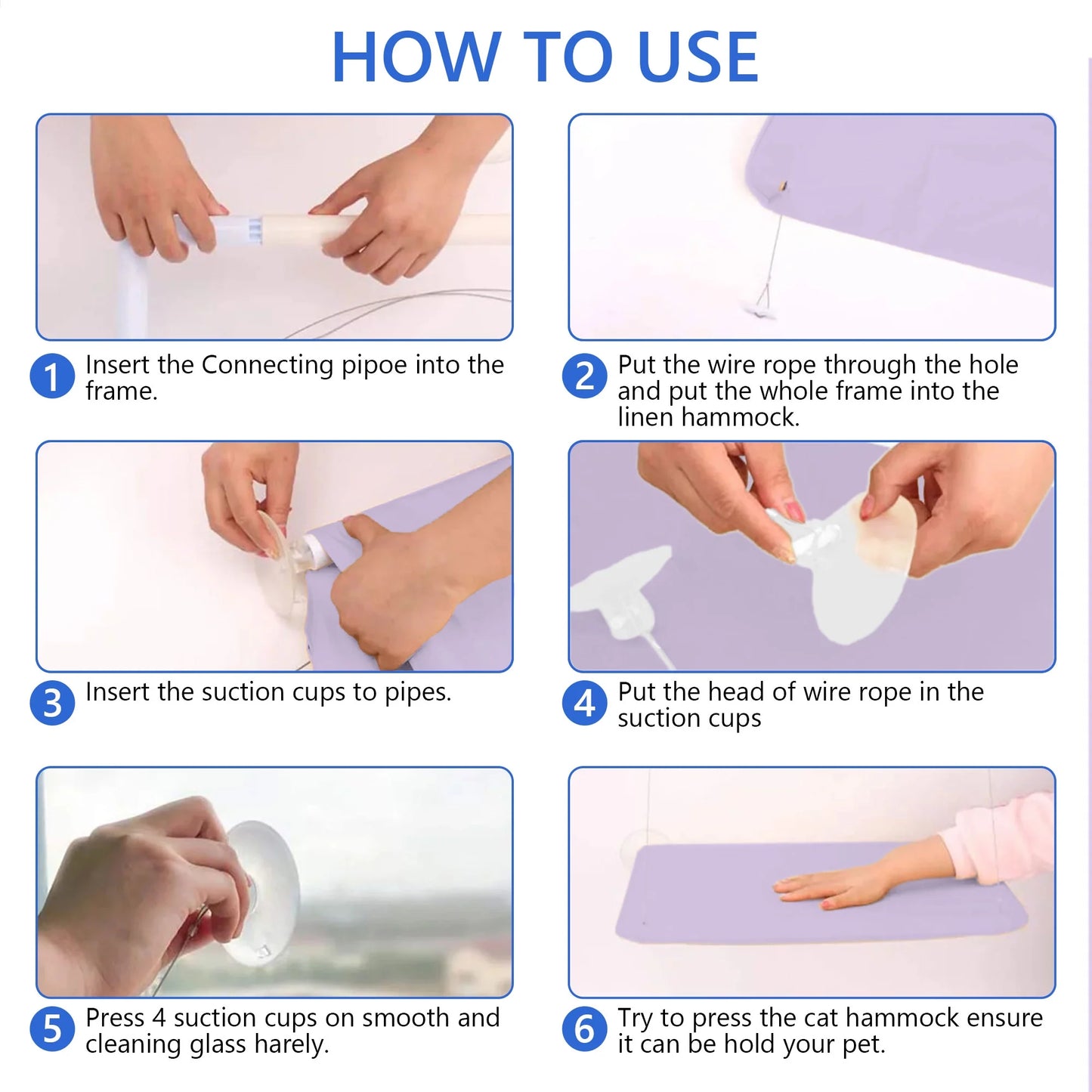 Window Cat Hammock: Suction Cup Hanging Perch Bed with Sill Stand (Violet)