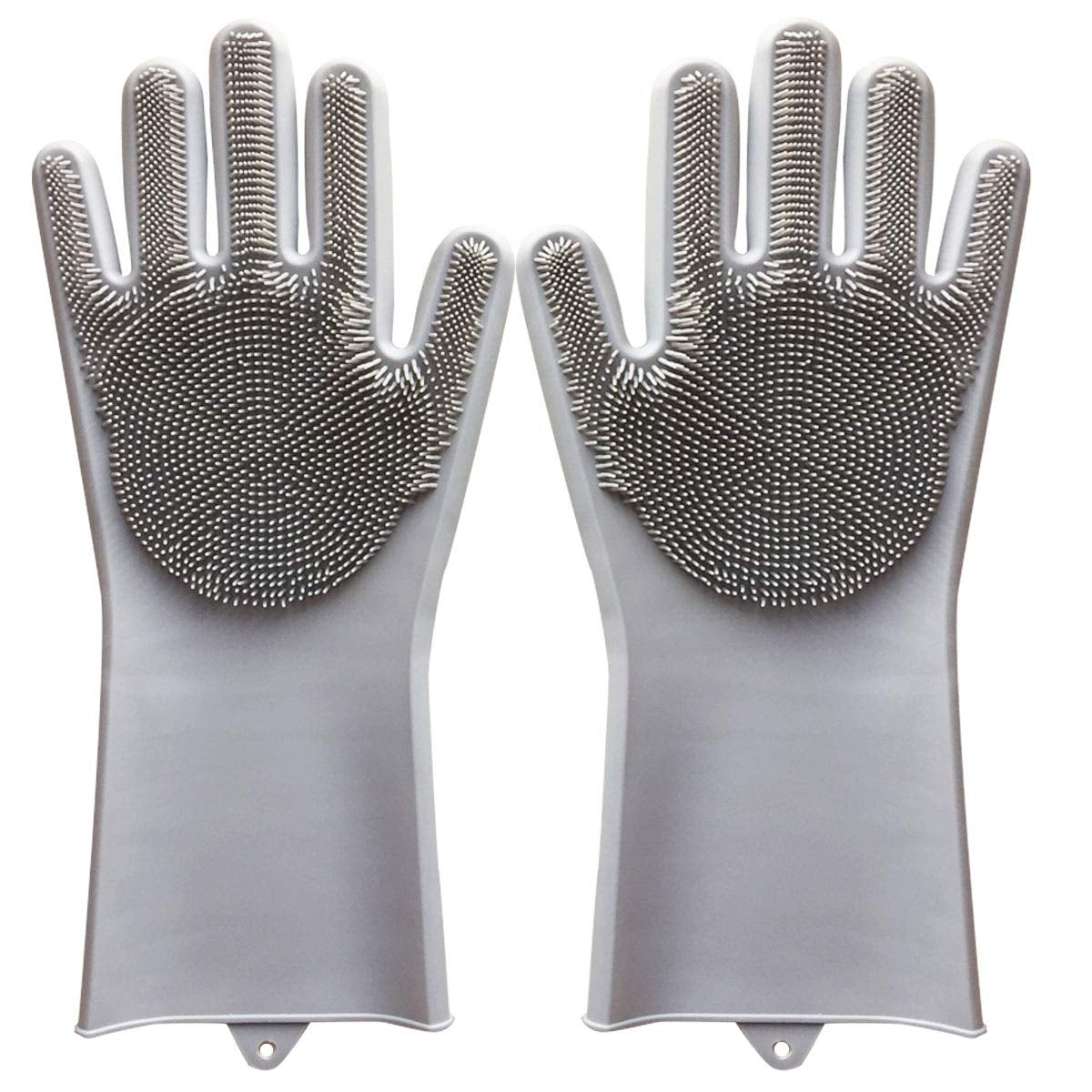 Pet Grooming Glove for Bathing and Hair Removal, Dogs and Cats Bath Shampoo Brush, Soft and Durable Silicone Scrubber Glove for Pets - Grey