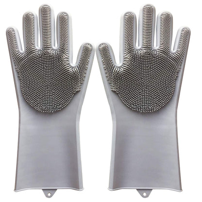 Pet Grooming Glove for Bathing and Hair Removal, Dogs and Cats Bath Shampoo Brush, Soft and Durable Silicone Scrubber Glove for Pets - Grey