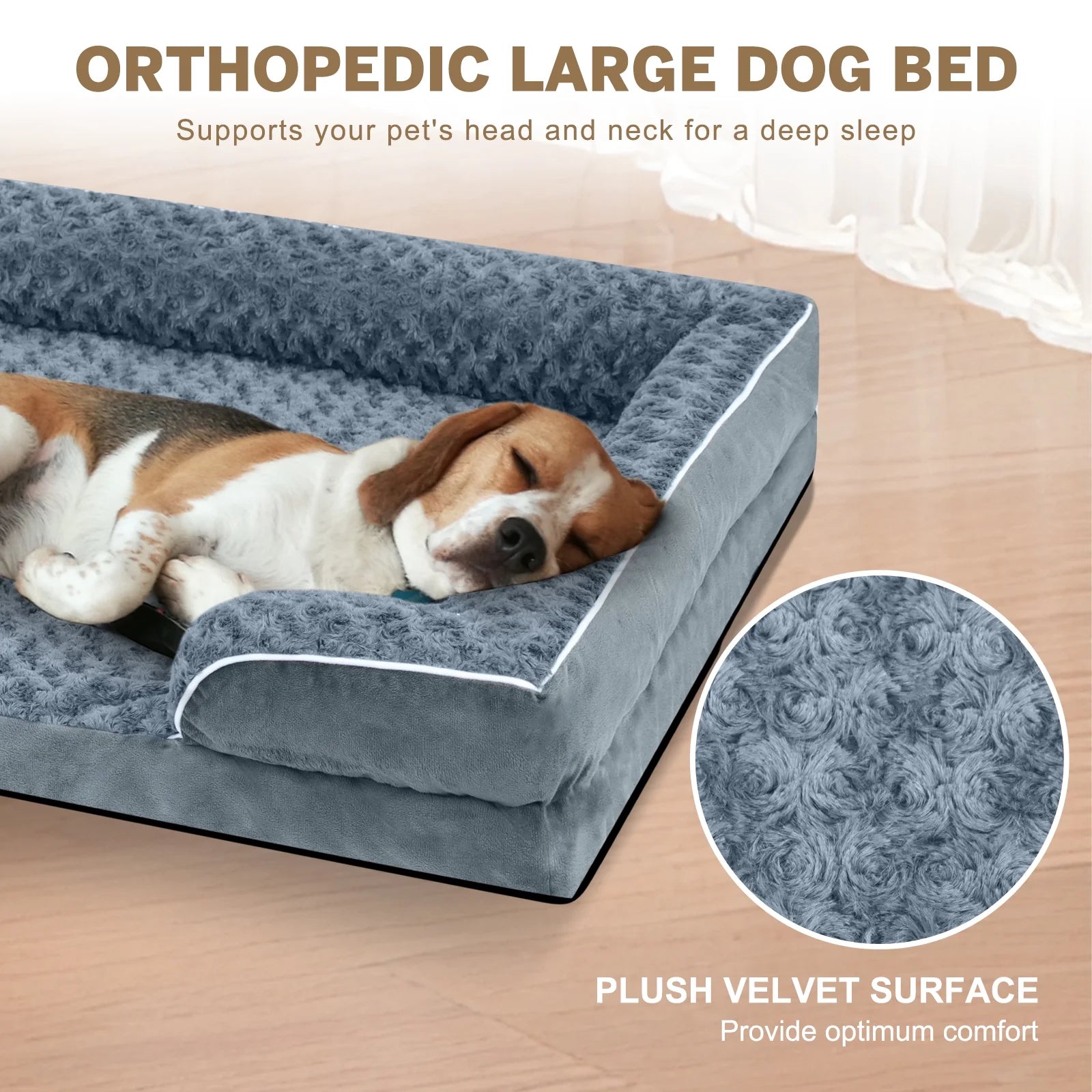 Large Dog Bed for Extra Large Dogs Waterproof Orthopedic Dog Sofa Bed Non Slip Pet Couch with Removable Washable Cover Supportive Foam M to Xxl,Dark Gray