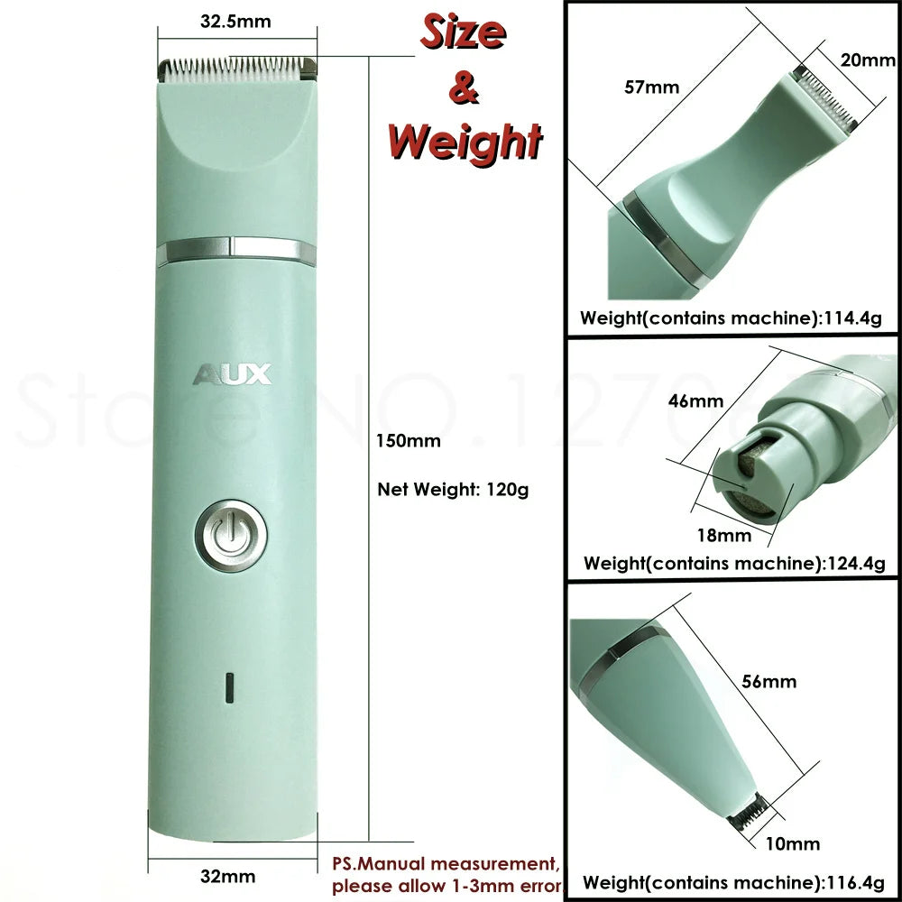 Professional Silent Cat Dog Hair Trimmer Paws Nail Grinder Animal Foot Hair Cutter Remover USB Rechargeable Pet Grooming Clipper