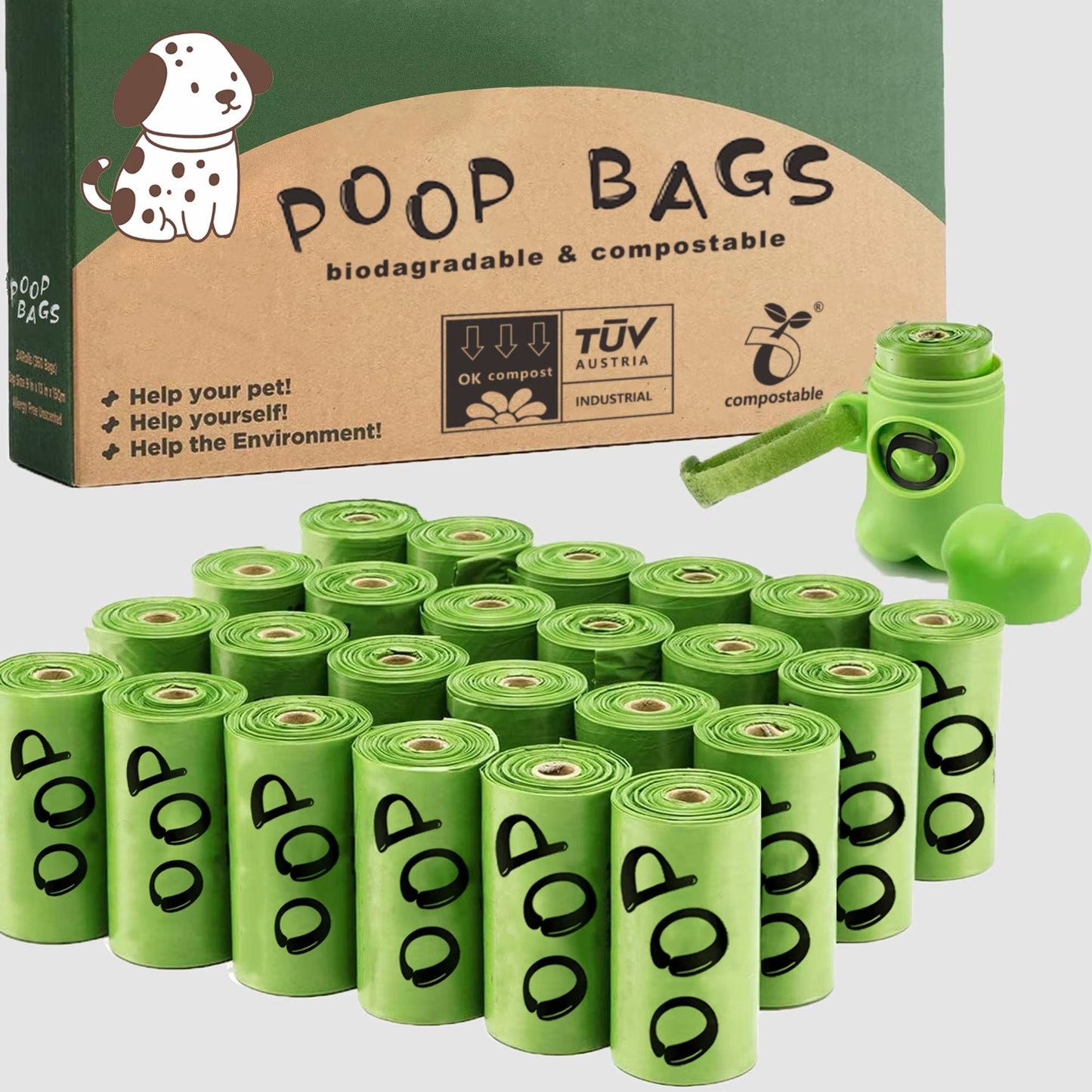 Certified Compostable Dog Poop Bags Biodegradable Poop Bags for Dog Leakproof Plant Based Extra Thick Eco-Friendly Pet Waste Bag