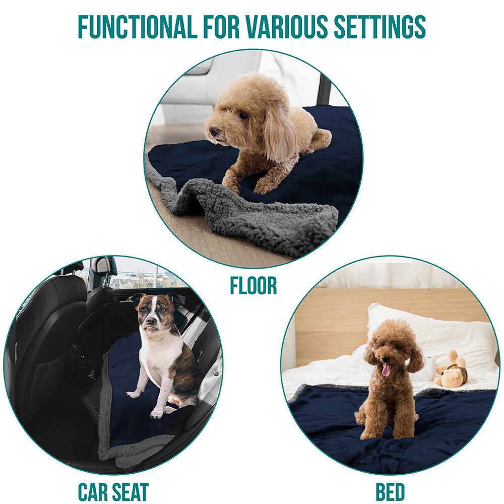 Washable Pet Blanket Fleece Dog Cat Bed Soft Sherpa Reversible Dog Blanket Warm