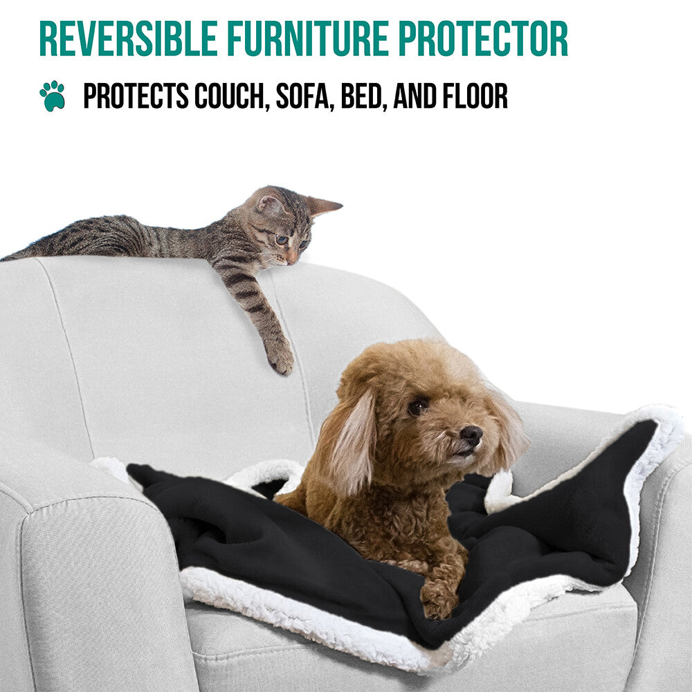 Washable Pet Blanket Fleece Dog Cat Bed Soft Sherpa Reversible Dog Blanket Warm