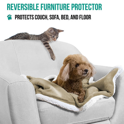 Washable Pet Blanket Fleece Dog Cat Bed Soft Sherpa Reversible Dog Blanket Warm