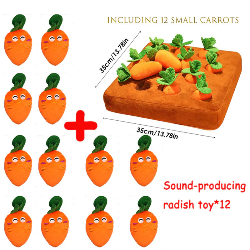 Dog Cat Toy Carrot Plush Pet Vegetable Chew Toy Sniff Pets Hide Food Toy to Improve Eating Habits Durable Chew Dog Accessorie