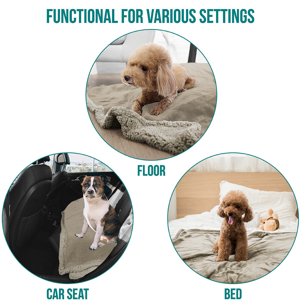 Washable Pet Blanket Fleece Dog Cat Bed Soft Sherpa Reversible Dog Blanket Warm