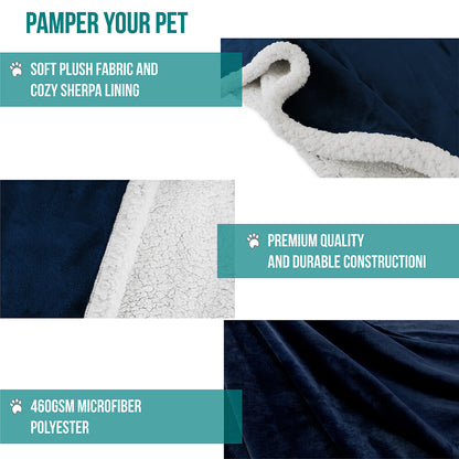 Washable Pet Blanket Fleece Dog Cat Bed Soft Sherpa Reversible Dog Blanket Warm