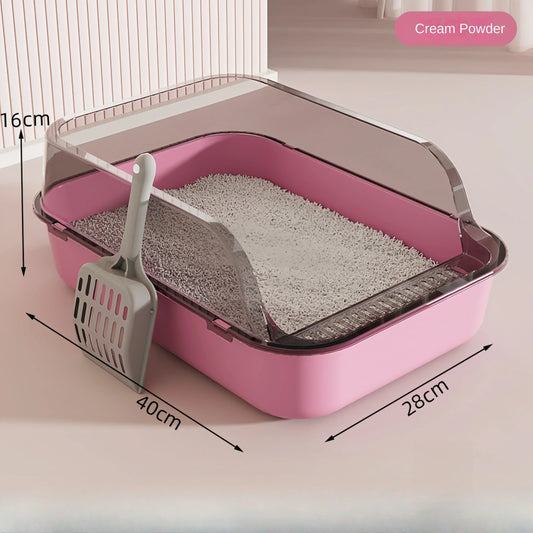 Open Cat Litter Box Thickening Kitty Sandbox Semi-Enclosed High Side Splashproof Pet Bedpans with Litter Scoop Cat Supplies