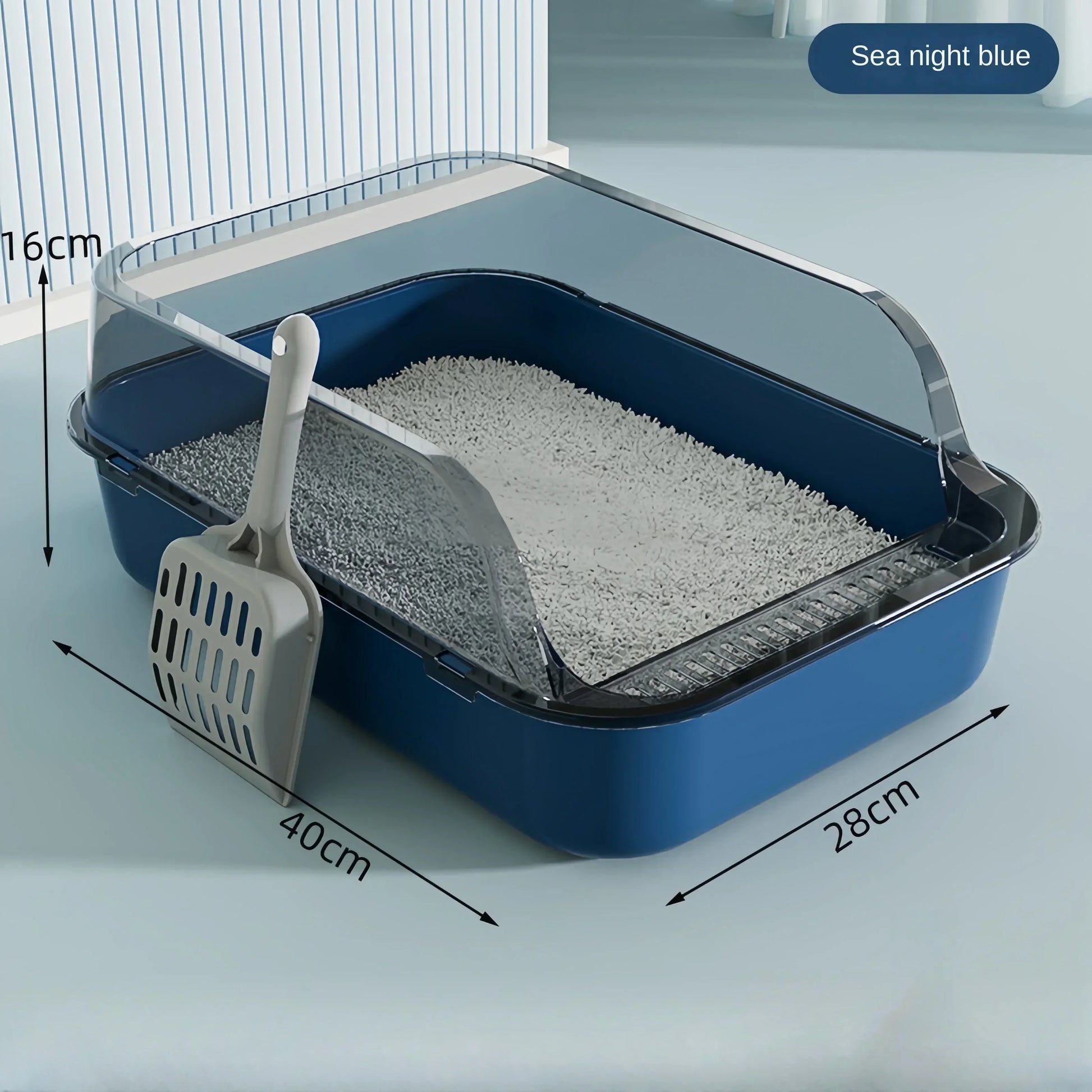 Open Cat Litter Box Thickening Kitty Sandbox Semi-Enclosed High Side Splashproof Pet Bedpans with Litter Scoop Cat Supplies