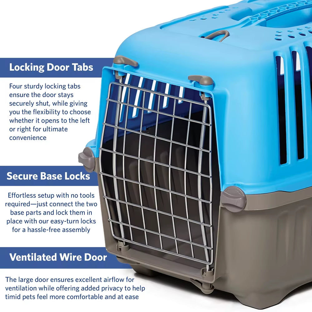 Portable 22 Inch Pet Carrier Small Dogs Cats with Steel Door Easy Assembly Travel Carrier Veterinarian Pet Store Trips
