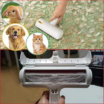 Pet Hair Remover Roller - Lint Roller for Pet Hair - Self Cleaning Dog & Cat Hair Remover - Remove Dog, Cat Hair from Furniture, Carpets, Bedding, Clothing and More. White