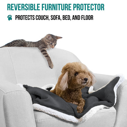 Washable Pet Blanket Fleece Dog Cat Bed Soft Sherpa Reversible Dog Blanket Warm