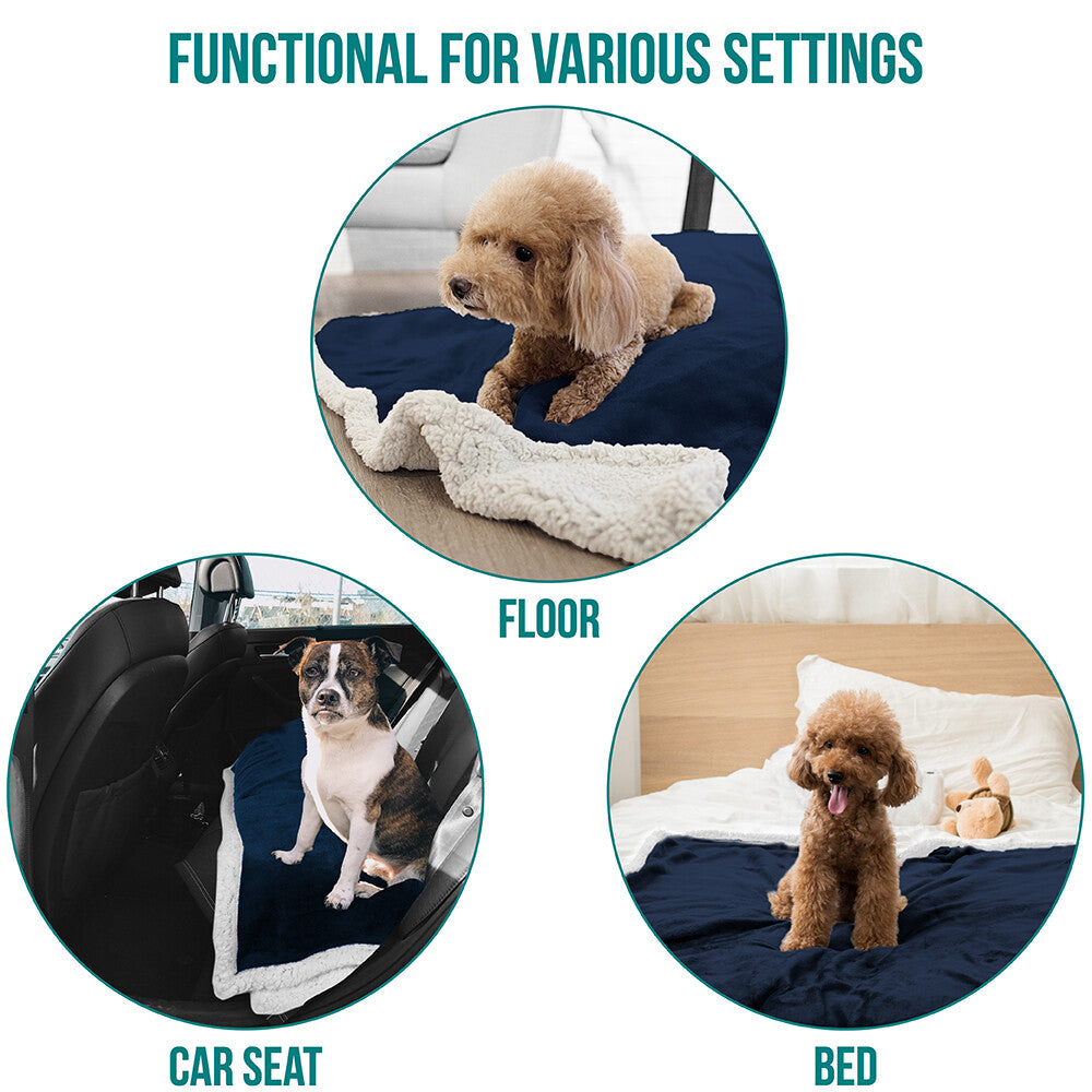 Washable Pet Blanket Fleece Dog Cat Bed Soft Sherpa Reversible Dog Blanket Warm