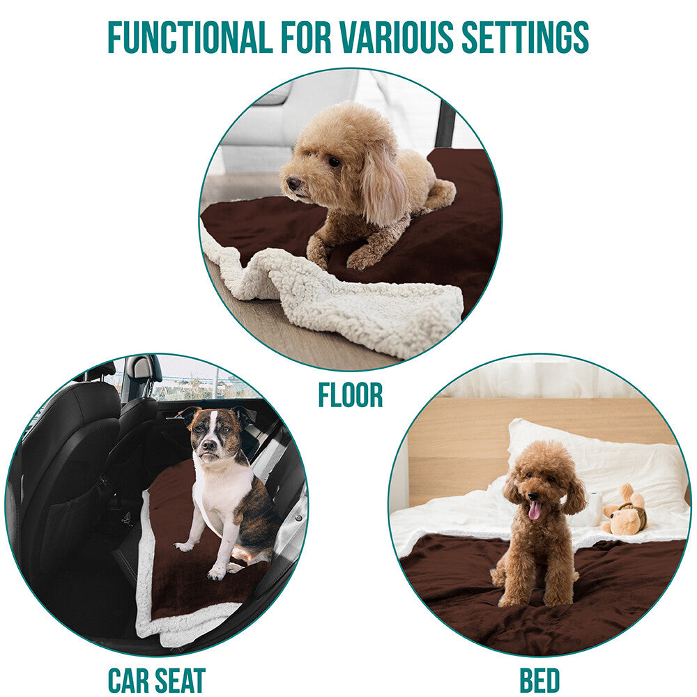 Washable Pet Blanket Fleece Dog Cat Bed Soft Sherpa Reversible Dog Blanket Warm