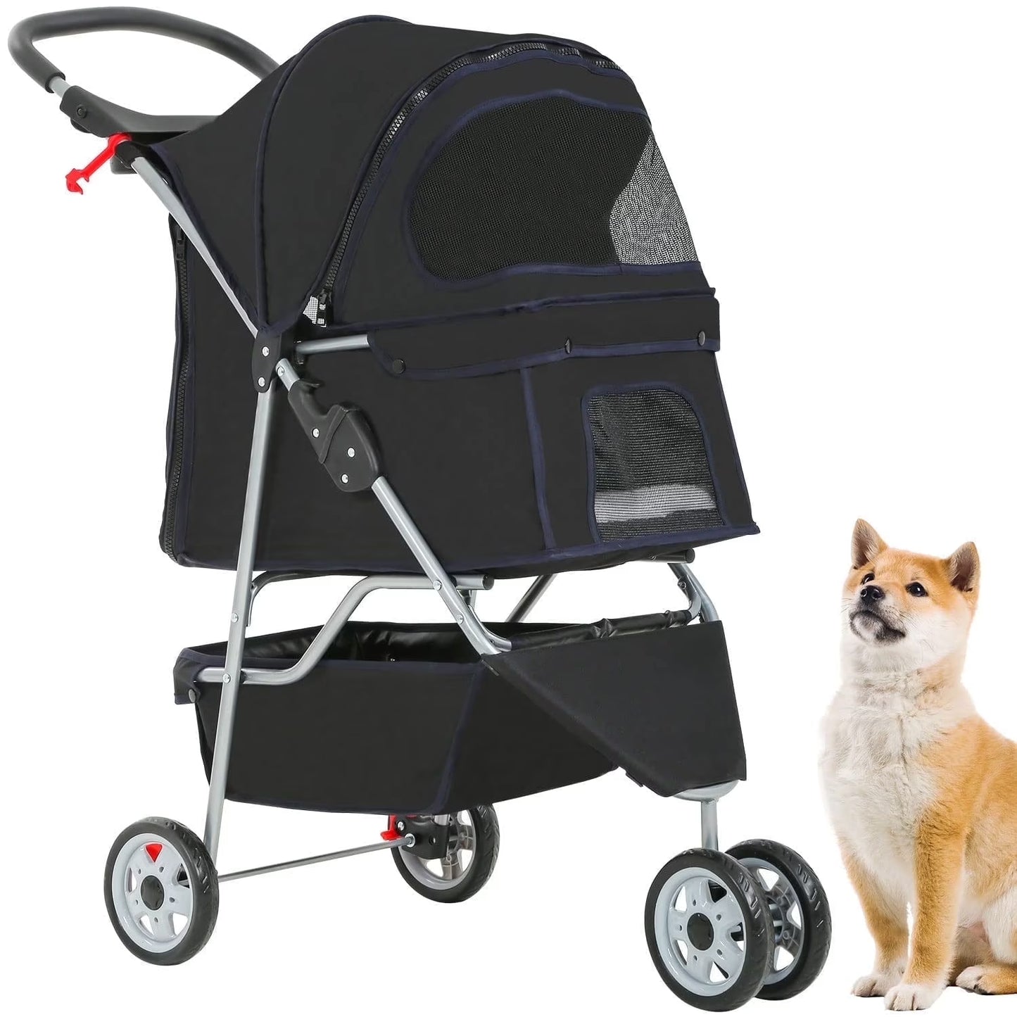 Pet Stroller, 3 Wheels, Travel Folding Carrier T13