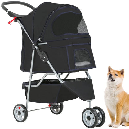Pet Stroller, 3 Wheels, Travel Folding Carrier T13