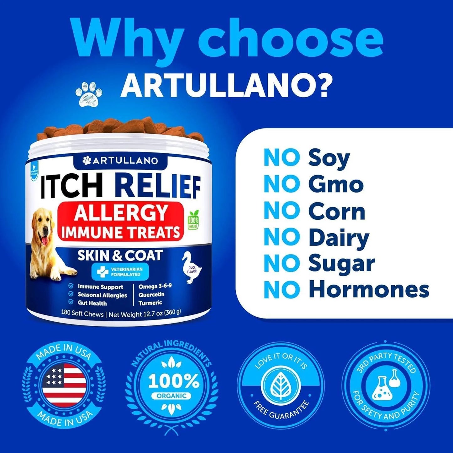 Dog Allergy Relief Chews Itching Skin Relief for Dogs Fish Oil Omega 3