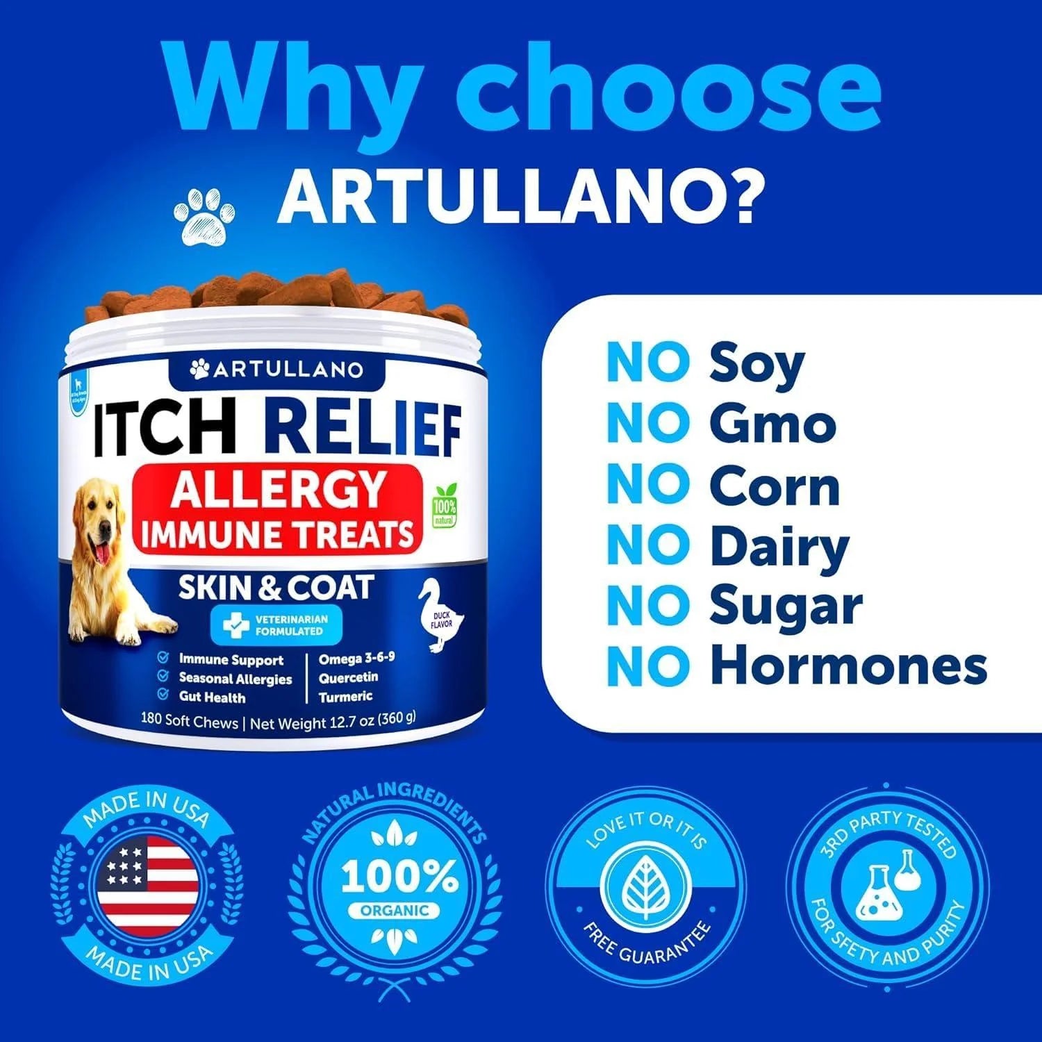 Dog Allergy Relief Chews Itching Skin Relief for Dogs Fish Oil Omega 3