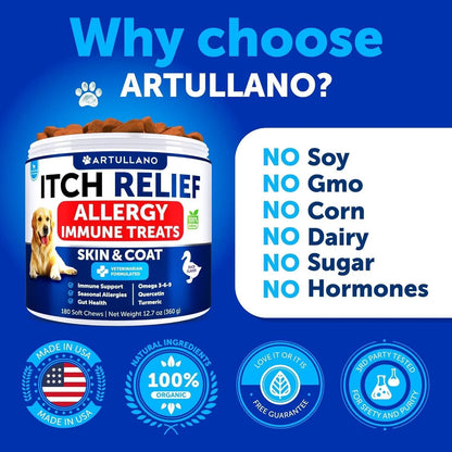 Dog Allergy Relief Chews Itching Skin Relief for Dogs Fish Oil Omega 3