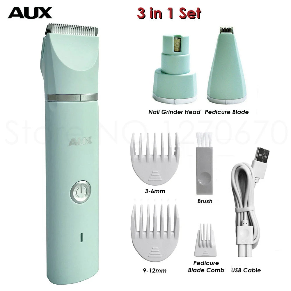 Professional Silent Cat Dog Hair Trimmer Paws Nail Grinder Animal Foot Hair Cutter Remover USB Rechargeable Pet Grooming Clipper