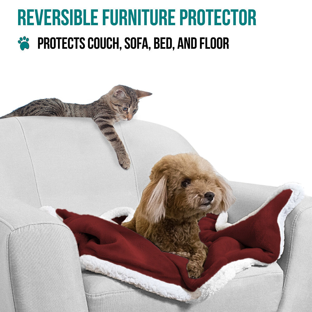 Washable Pet Blanket Fleece Dog Cat Bed Soft Sherpa Reversible Dog Blanket Warm