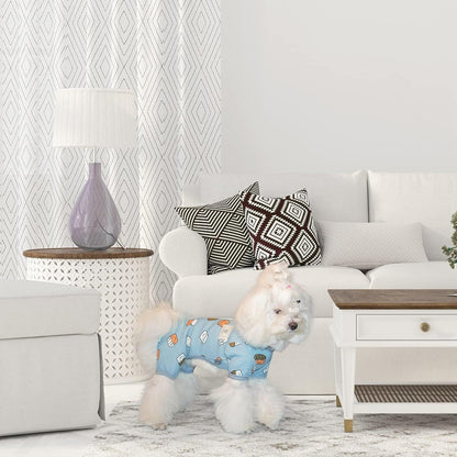 Dog Pajamas, Soft Breathable Dog Jumpsuit with Cute Smile Cupcake, 4 Legged Dogs Shirt for Small Medium Dogs (Blue, Cupcake, M)