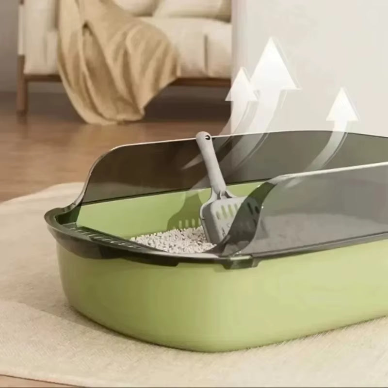 Open Cat Litter Box Thickening Kitty Sandbox Semi-Enclosed High Side Splashproof Pet Bedpans with Litter Scoop Cat Supplies