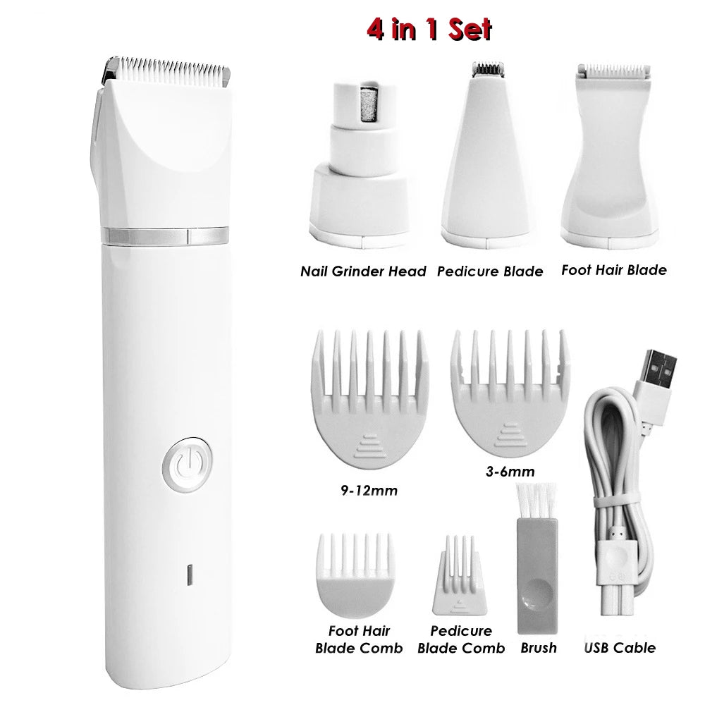 Professional Silent Cat Dog Hair Trimmer Paws Nail Grinder Animal Foot Hair Cutter Remover USB Rechargeable Pet Grooming Clipper