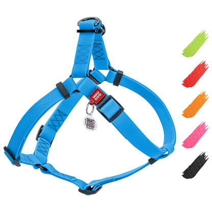 WAUDOG Waterproof Dog Harness Adjustable Dog Harness for Large Dogs Small and Medium Dogs Heavy Duty Dog Harness with Durable Metal Clasp and QR Dog Tag Boy & Girl Dog Harness Blue (24 35In)