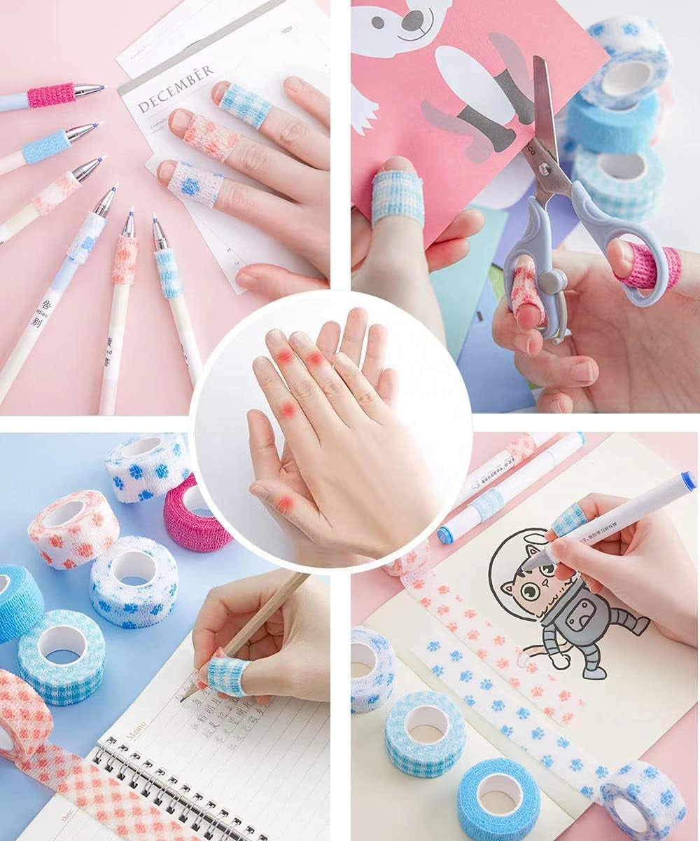 Stmandy Vet Tape Wrap, Wrap Bandage 2 Inch 6 Rolls,Adhesive Wrap Bandage for the Person or the Pets (Cat,Dogs,Horse and Other Animal) Who Was Injure or Have Wounds (Cartoon 6Pcs)